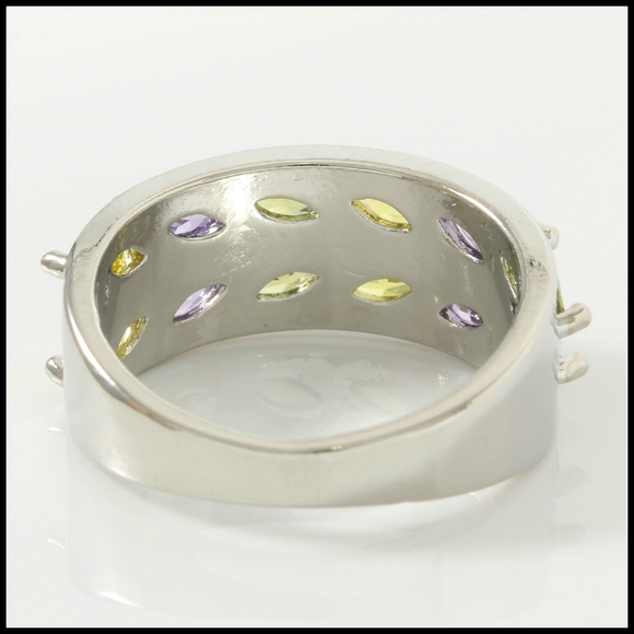 14k Gold Overlay Multi Color Gems Ring - Picture 4 of 11